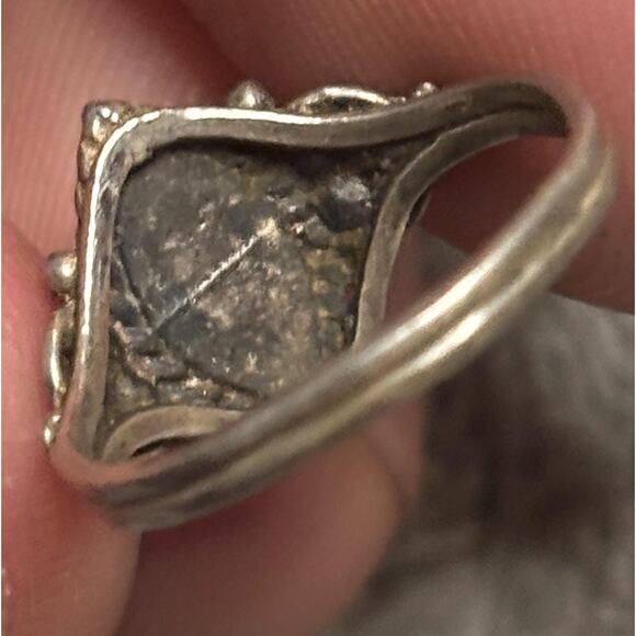 Vintage Sterling Silver Black Onyx Marquise Filigree Ring Size 3 - Picture 7 of 8